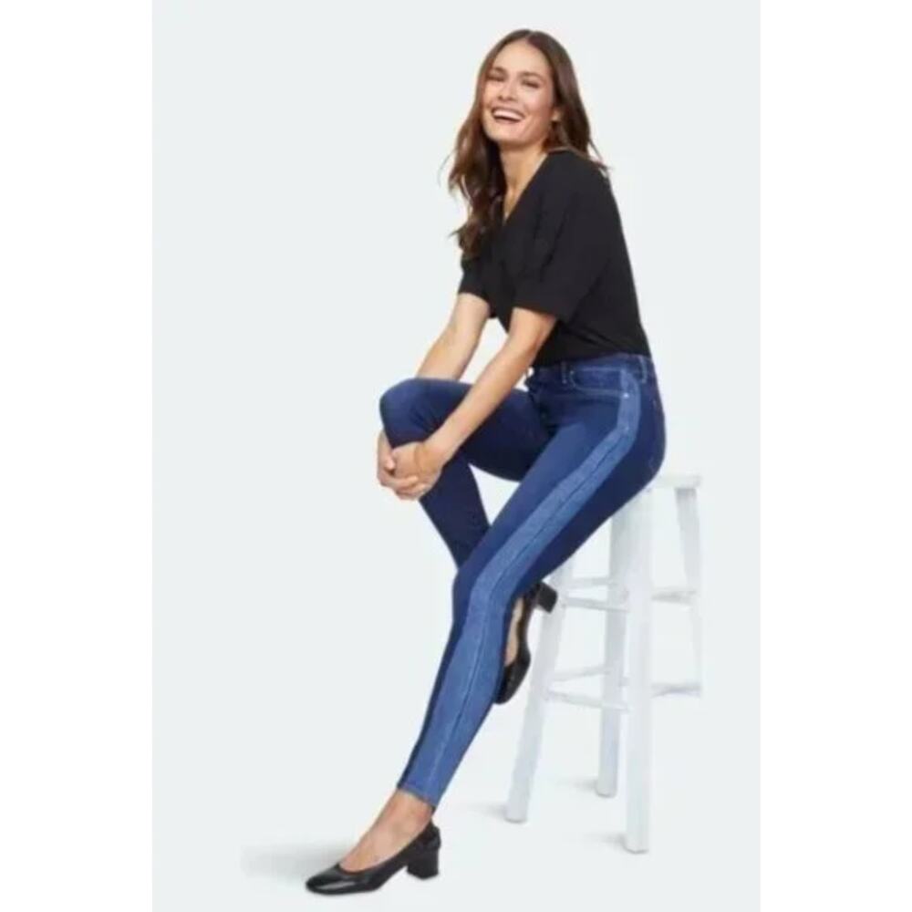 NYDJ Ami Skinny Two Color Jeans Size 6 Ankle Lift Tuck Dark Wash‎